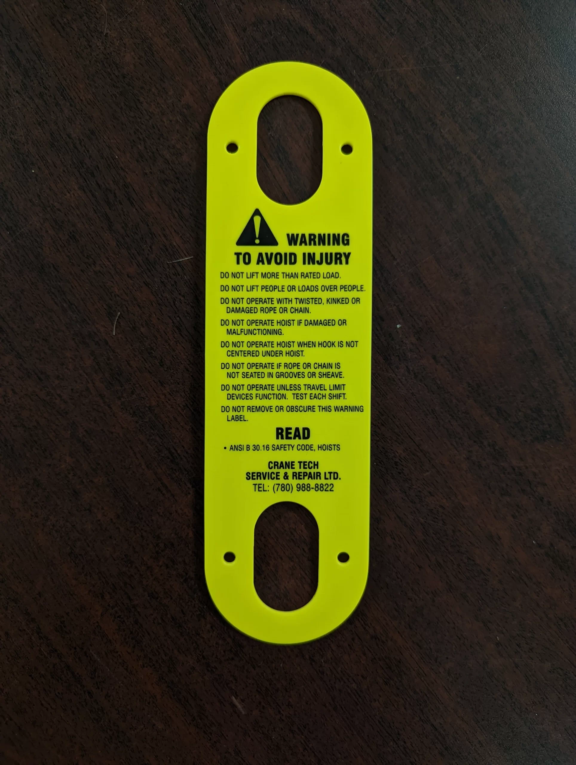 Operational Warning Tag